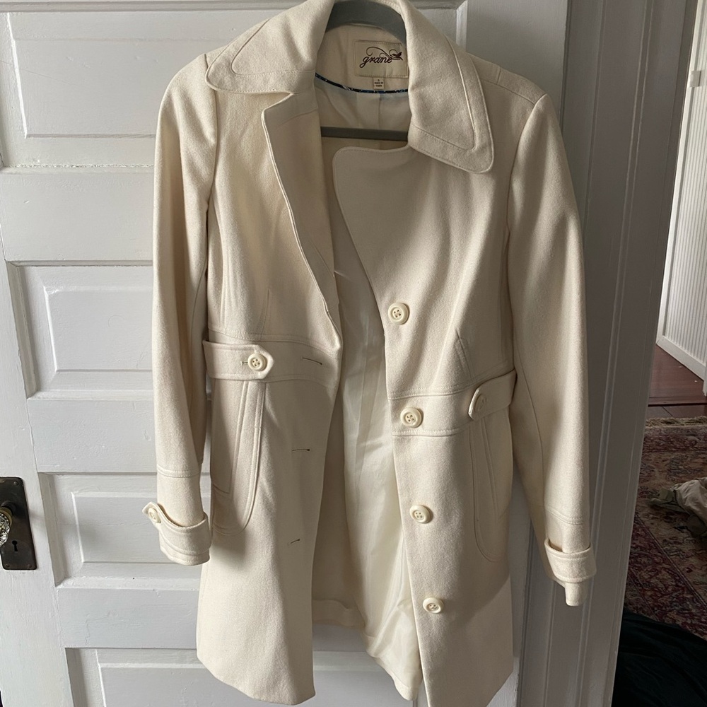 Womens cream wool pea coat size small